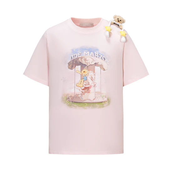 13DE MARZO Carousel Bear Printed T-shirt Pink