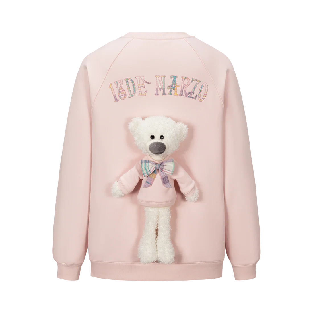13DE MARZO Big Bear Crewneck Raglan Sweatshirt Pink