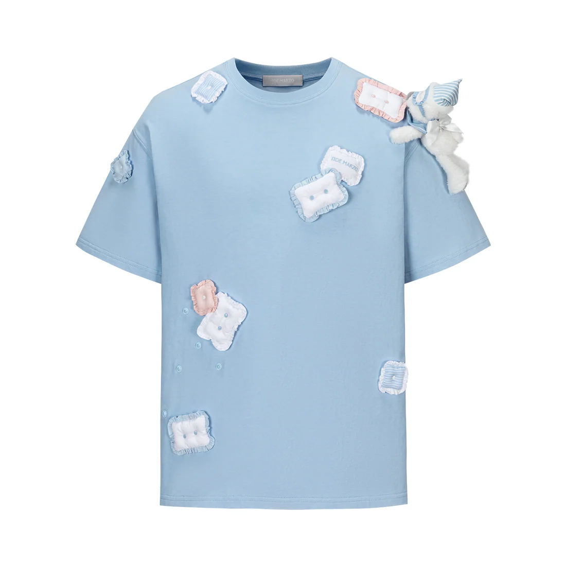 13DE MARZO Nighty Night Bear Pillow Oversized T-shirt Blue