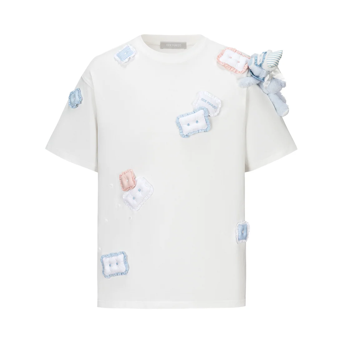 13DE MARZO Nighty Night Bear Pillow Oversized T-shirt White
