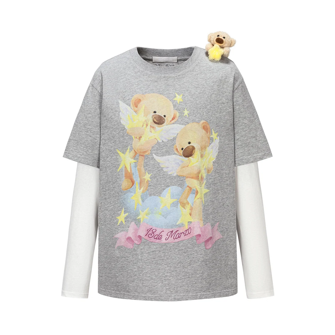 13DE MARZO Luminous Bear Sketch T-shirt Grey