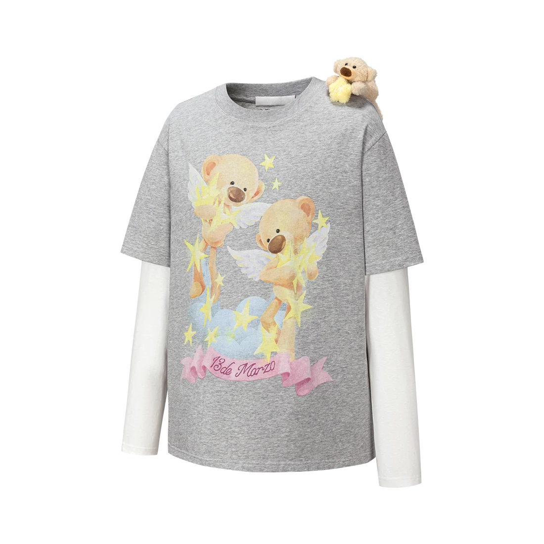 13DE MARZO Luminous Bear Sketch T-shirt Grey