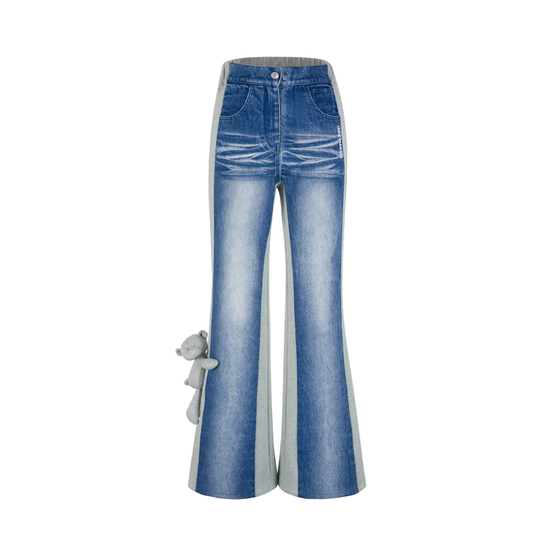 13DE MARZO BEAR DENIM PATCHED SWEATPANTS