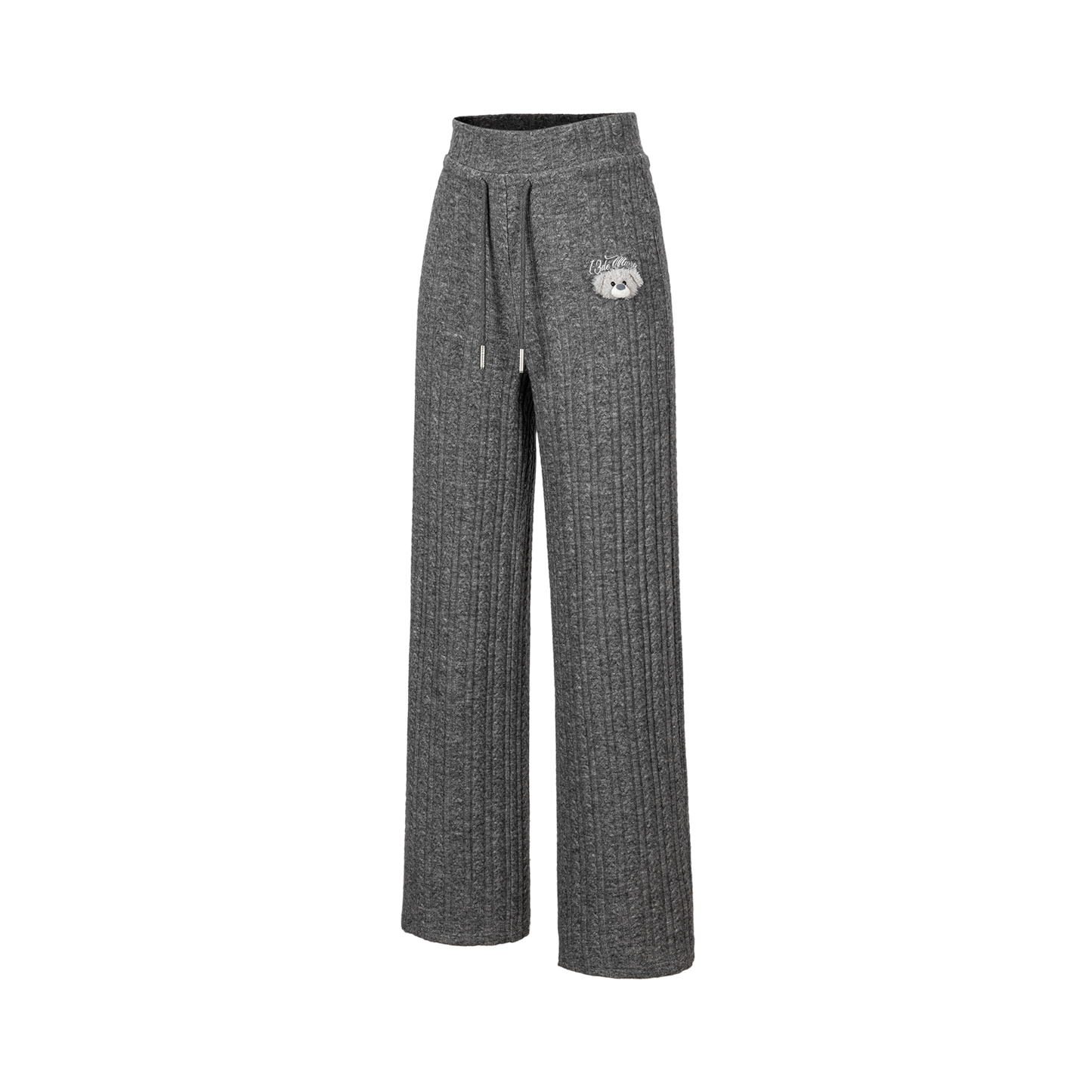 13DE MARZO Mini Bear Knit Trousers Grey