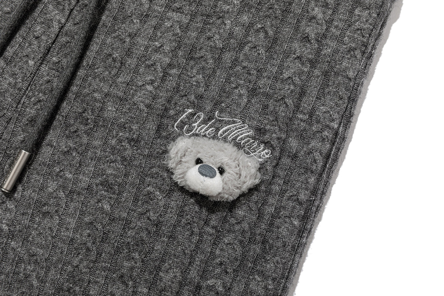 13DE MARZO Mini Bear Knit Trousers Grey