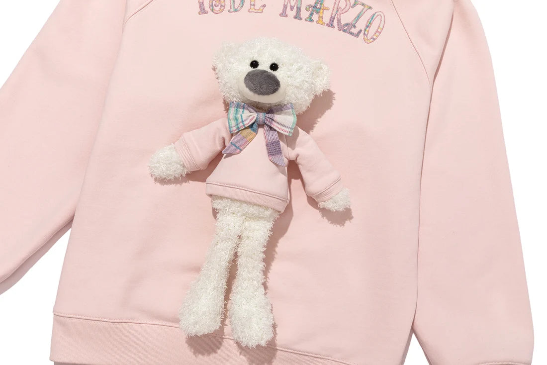13DE MARZO Big Bear Crewneck Raglan Sweatshirt Pink