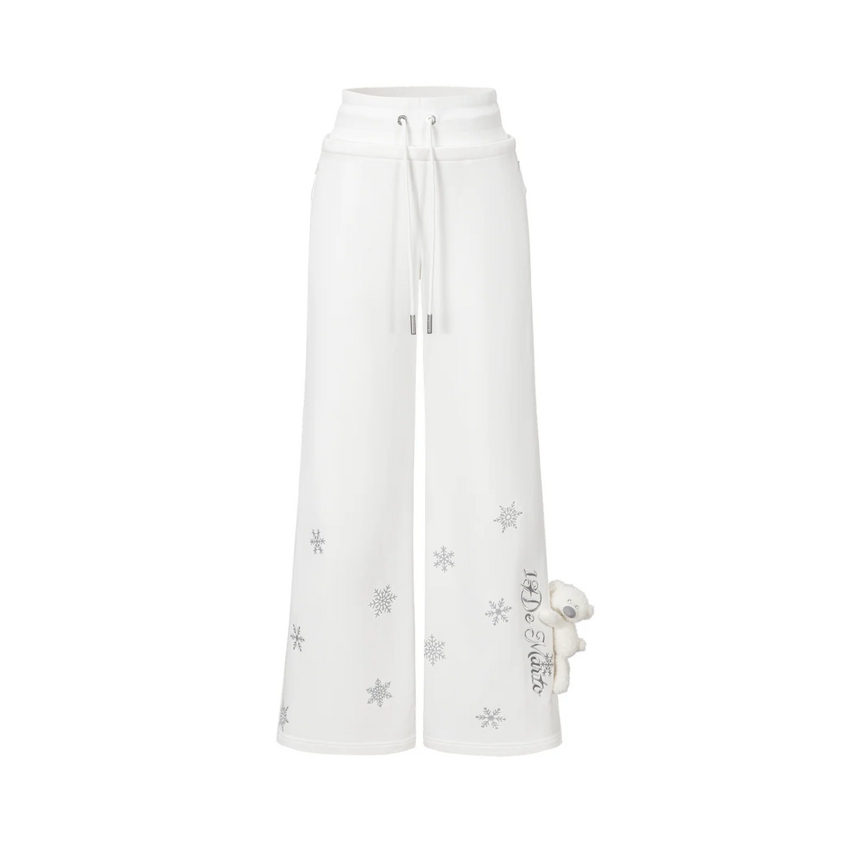 13DE MARZO Snow Bear Micro Flare Sweatpants White