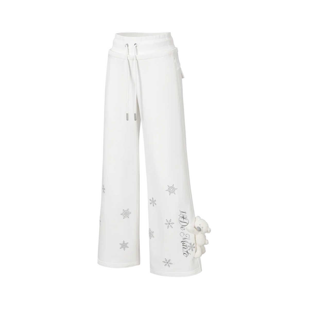 13DE MARZO Snow Bear Micro Flare Sweatpants White