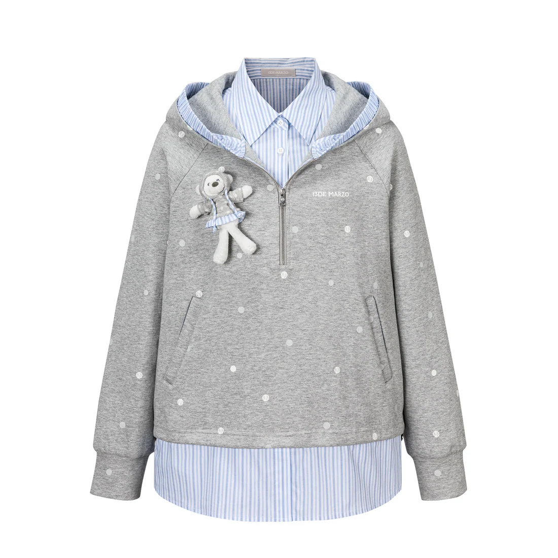13DE MARZO Patchwork Polka Dot Sweatshirt