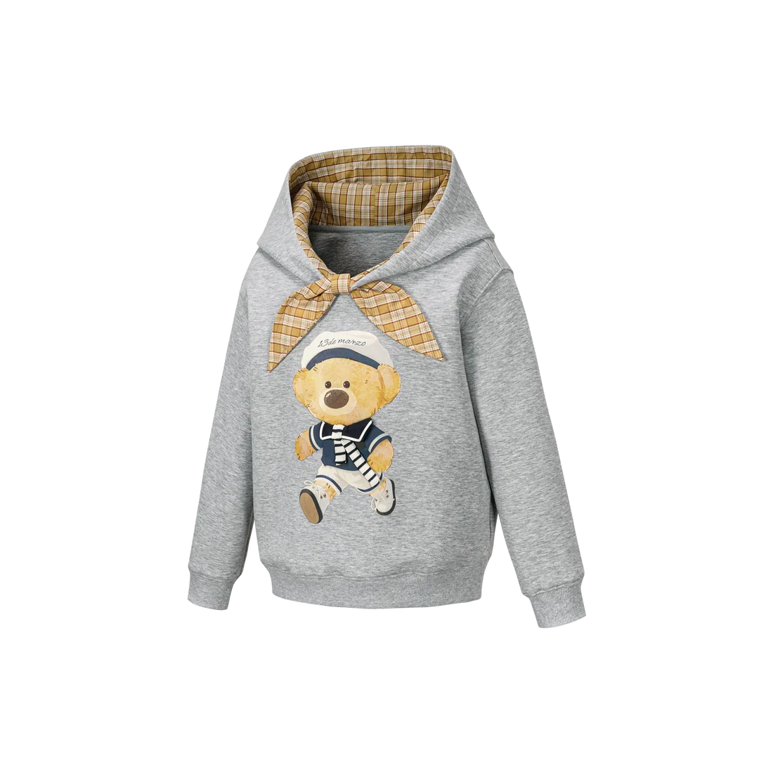 13DE MARZO Babybear Sailor Bear Illustration Hoodie Grey