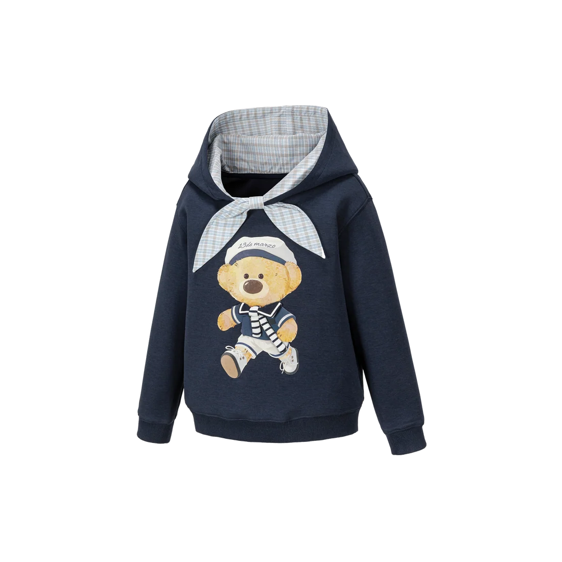 13DE MARZO Babybear Sailor Bear Illustration Hoodie Navy Blue