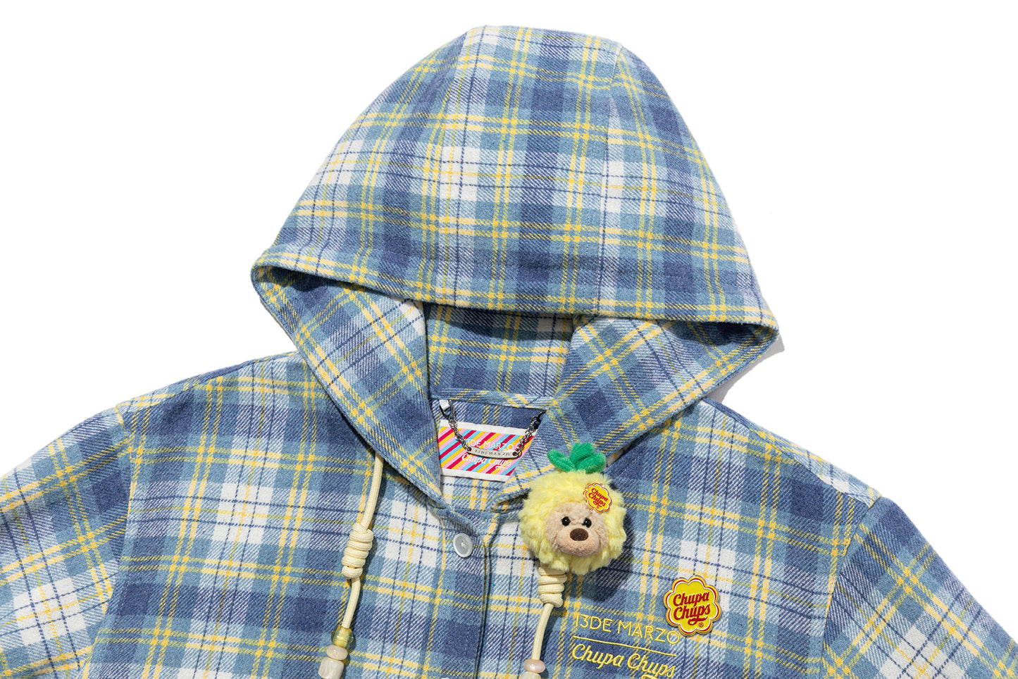 13DE MARZO Lollipop Hooded Shirt Jacket Blue