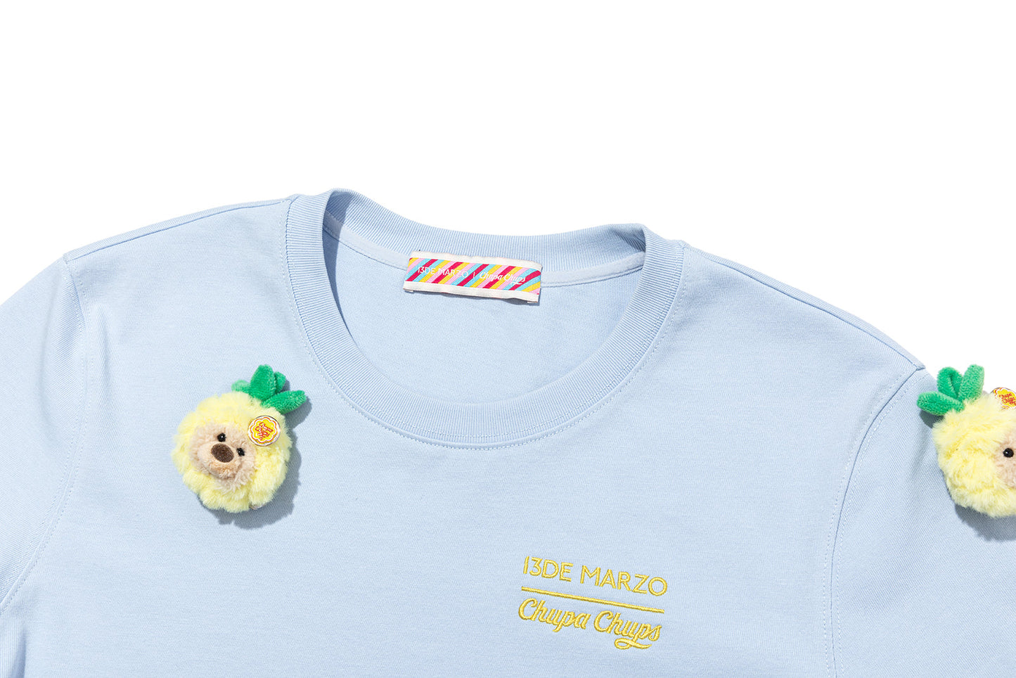 13DE MARZO Bear Print with Rhinestone T-shirt Blue