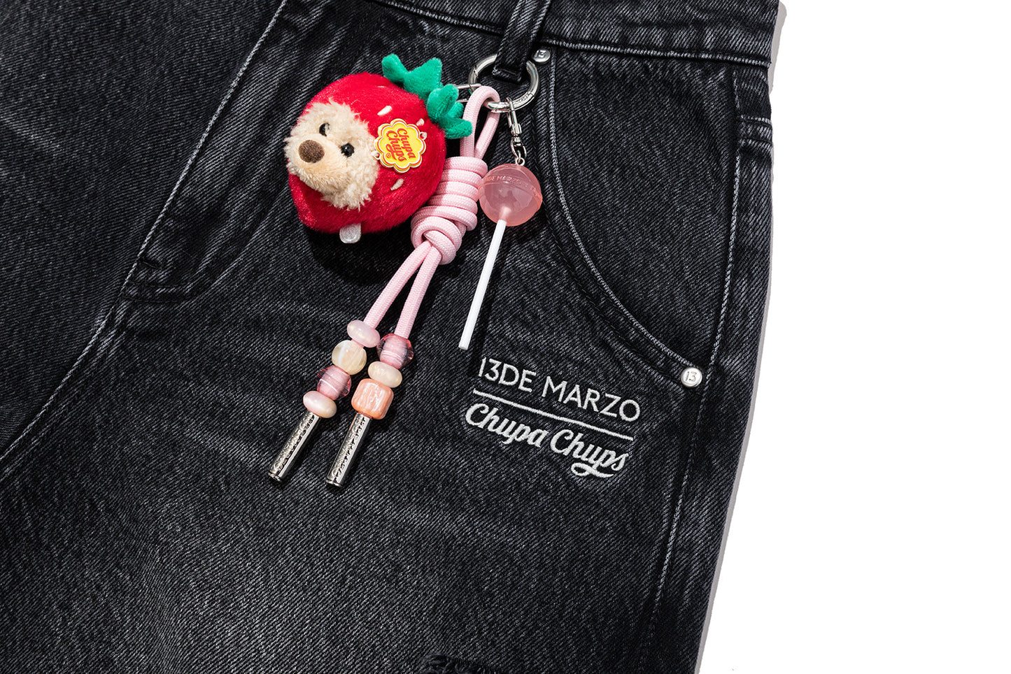 13DE MARZO Ripped Cropped Jeans Black