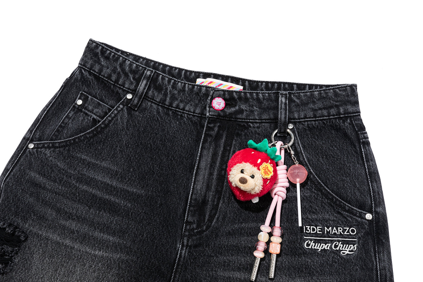 13DE MARZO Ripped Cropped Jeans Black