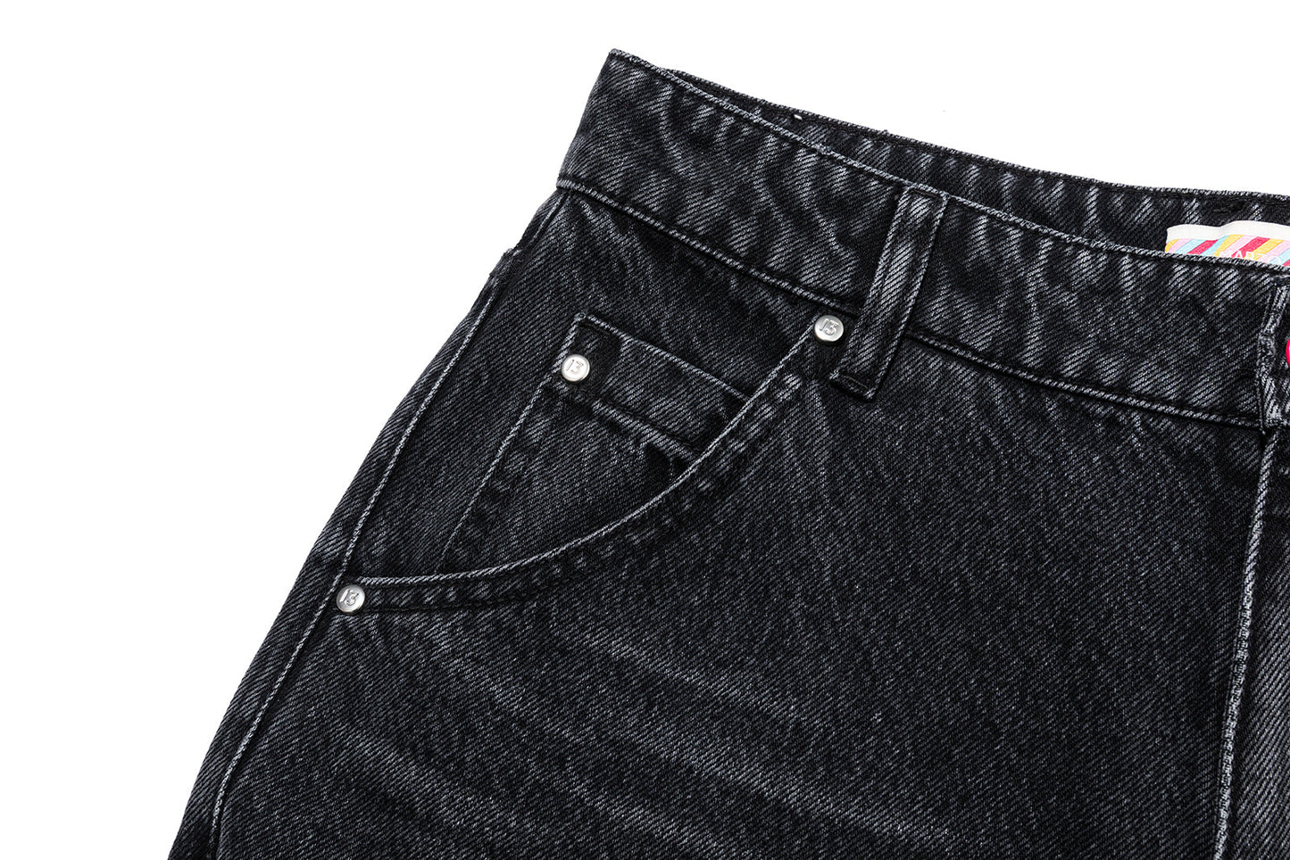 13DE MARZO Ripped Cropped Jeans Black