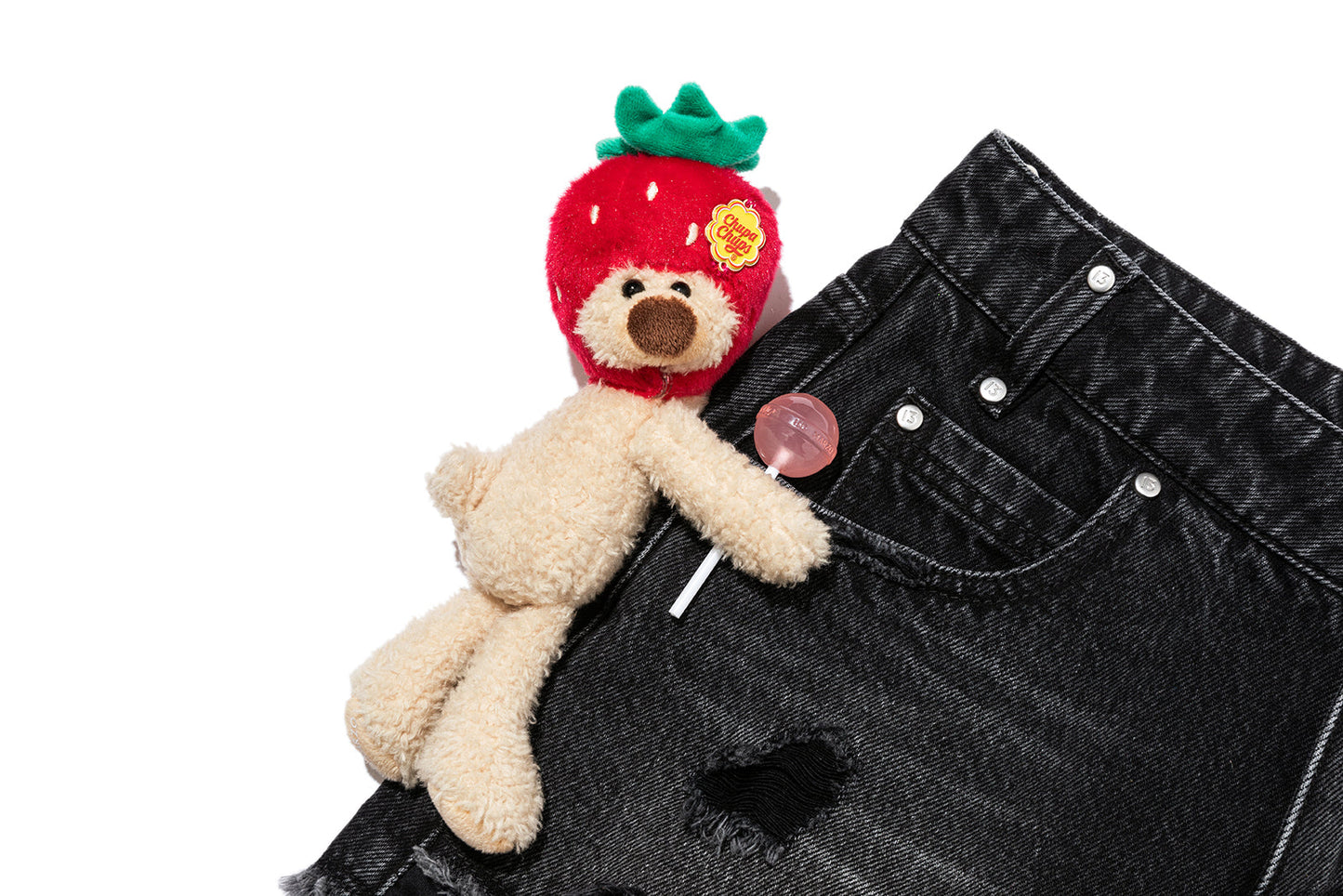 13DE MARZO Lollipop Distressed Denim Shorts Black