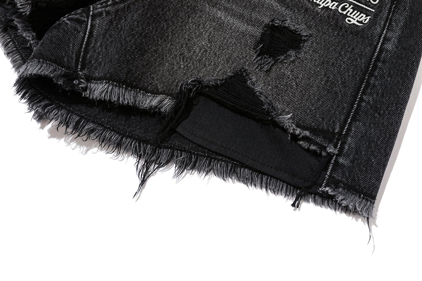 13DE MARZO Lollipop Distressed Denim Shorts Black