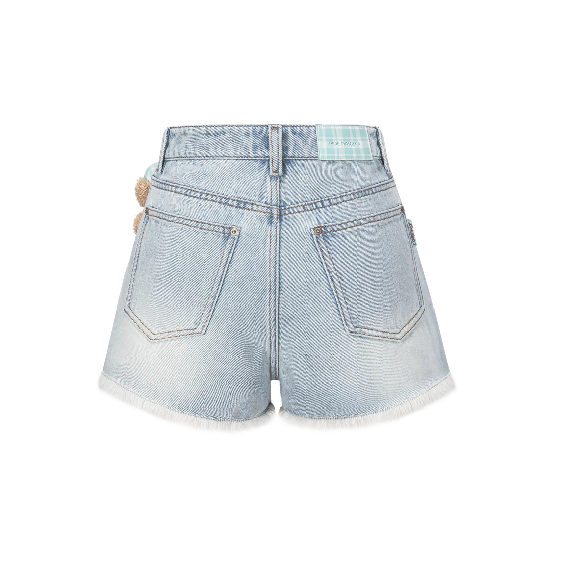 13DE MARZO Plaid Pocket Denim Shorts Blue