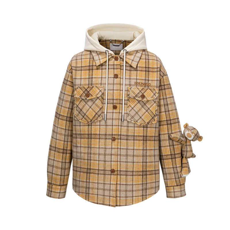 13DE MARZO Doozoo Checked Hooded Jacket