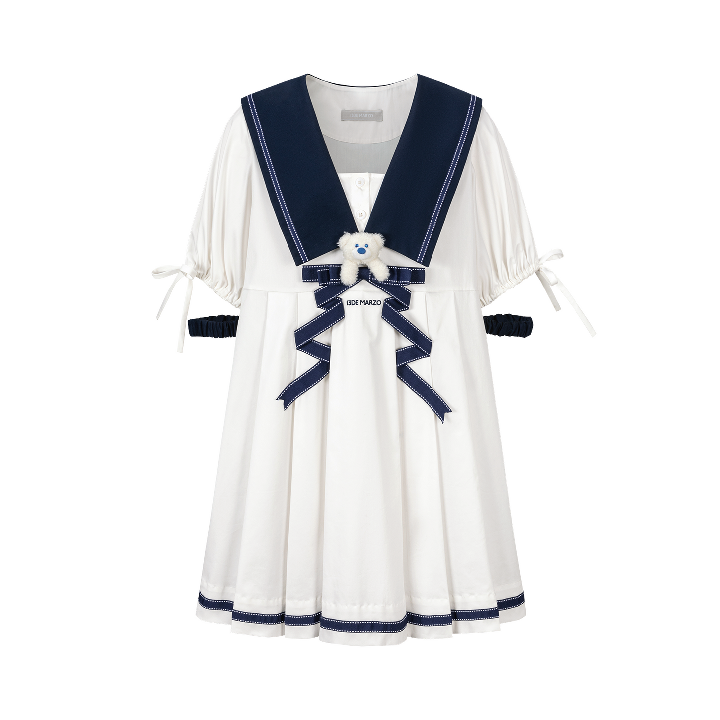 13DE MARZO Nautical Style Pleated Dress