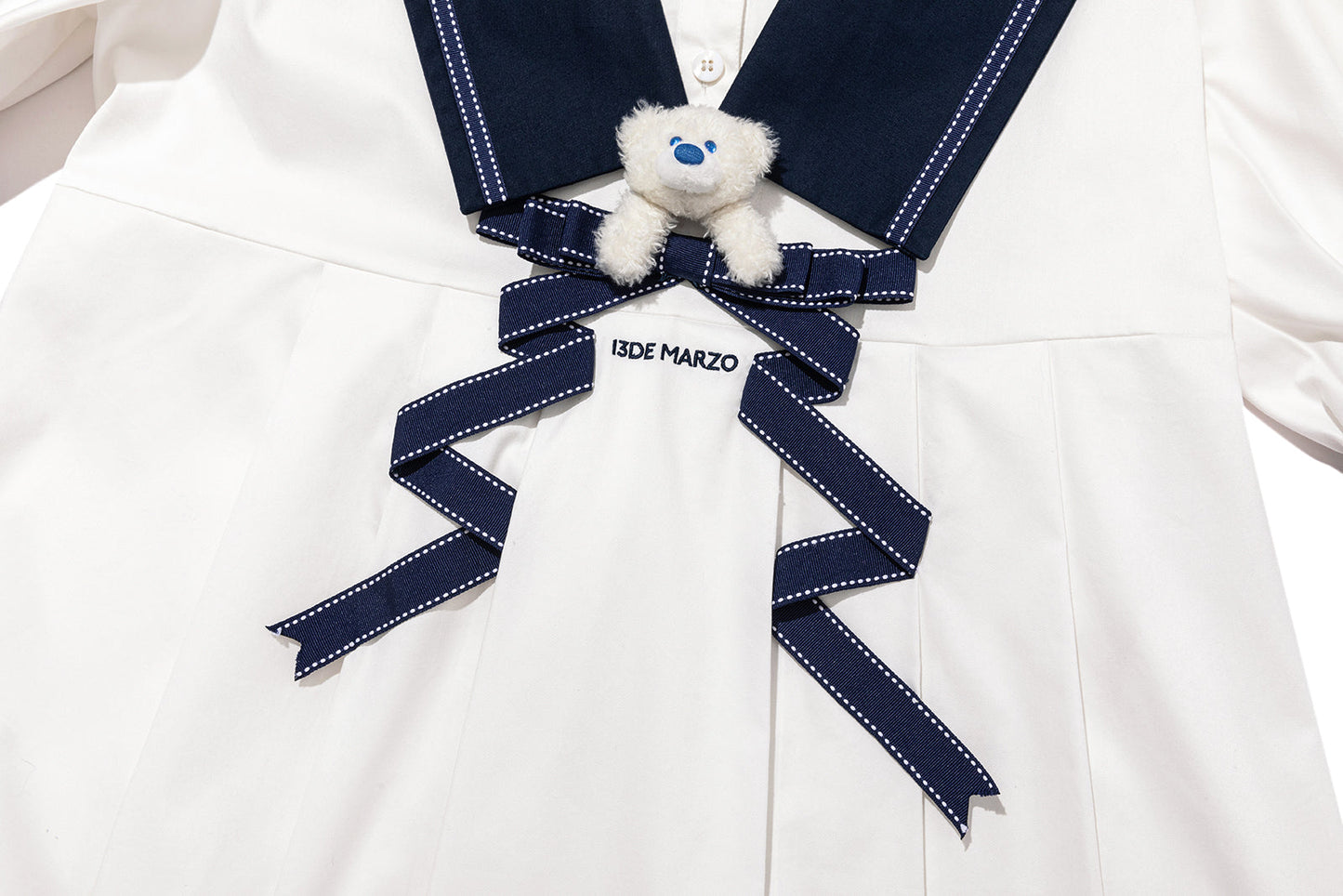 13DE MARZO Nautical Style Pleated Dress