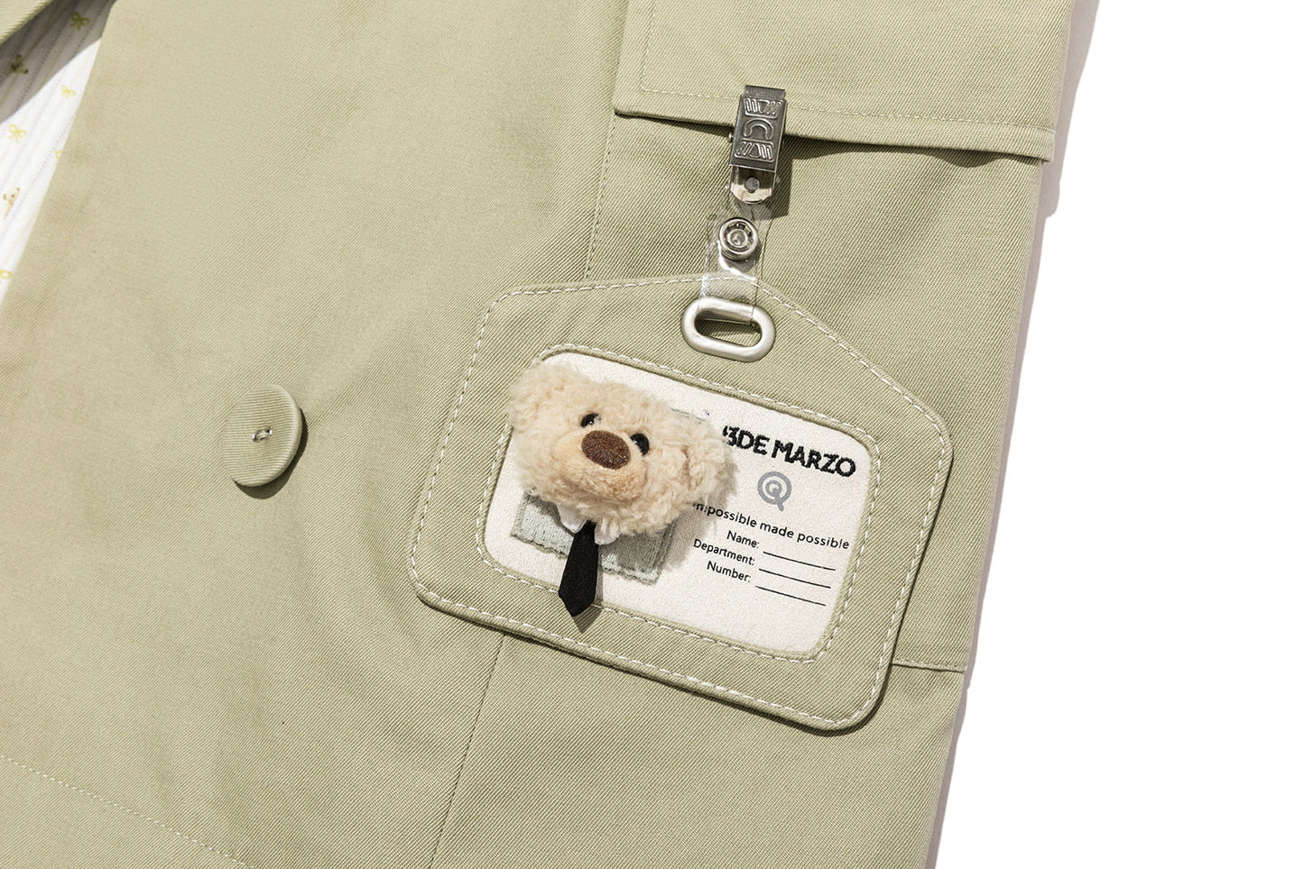13DE MARZO Two-piece Style Blazer with Badge Dress Khaki