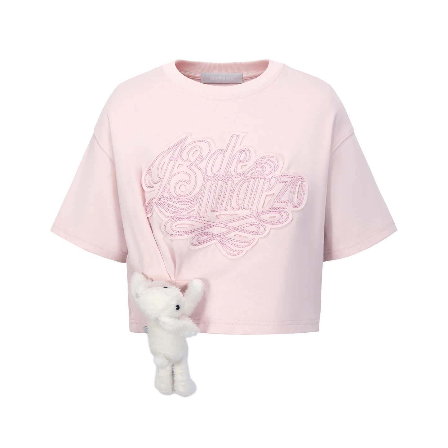 13DE MARZO Bear Logo Patch Top Pink