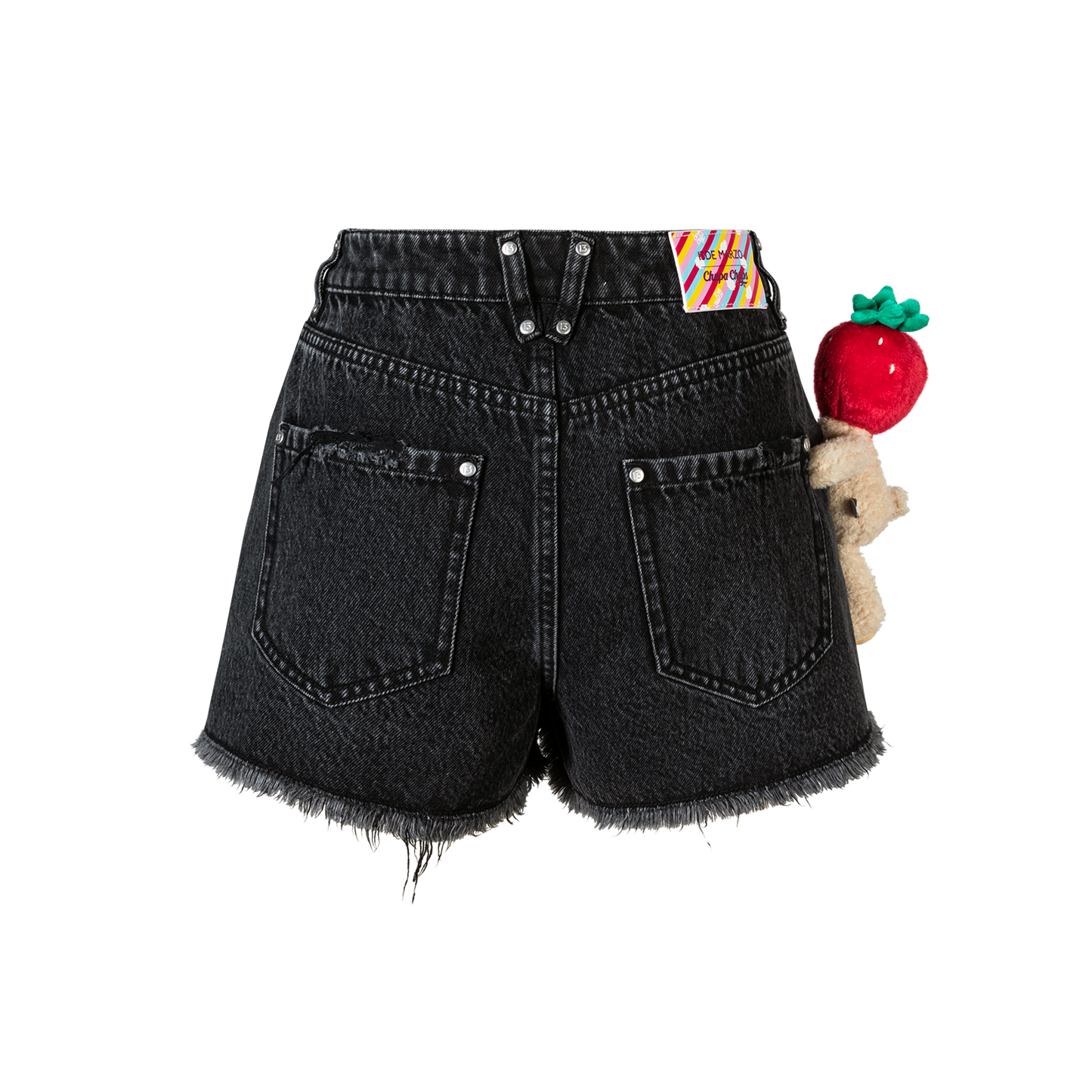 13DE MARZO Lollipop Distressed Denim Shorts Black
