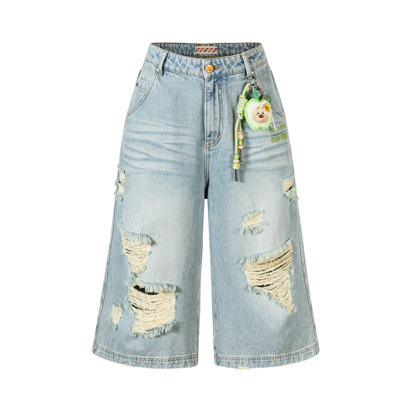 13DE MARZO Ripped Cropped Jeans Blue