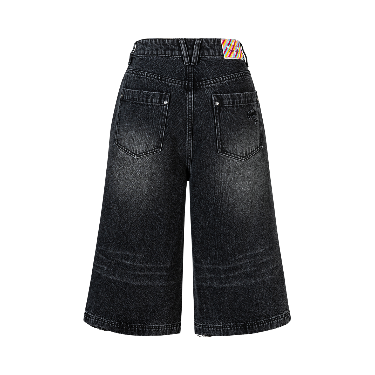 13DE MARZO Ripped Cropped Jeans Black
