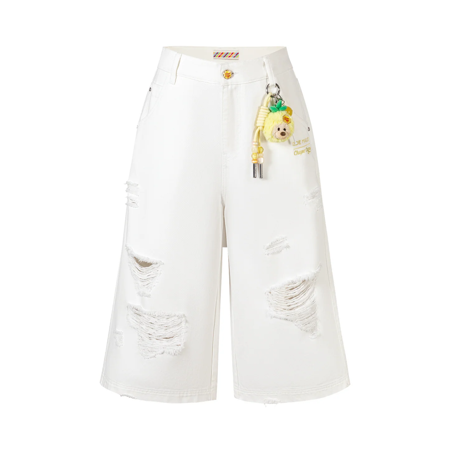 13DE MARZO Ripped Cropped Jeans White