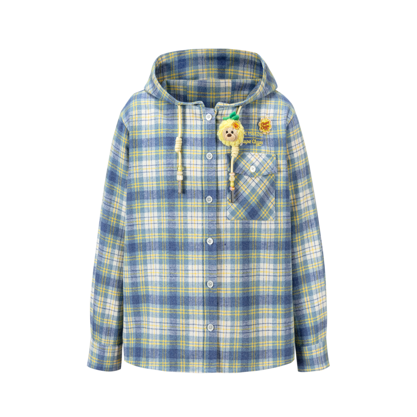 13DE MARZO Lollipop Hooded Shirt Jacket Blue