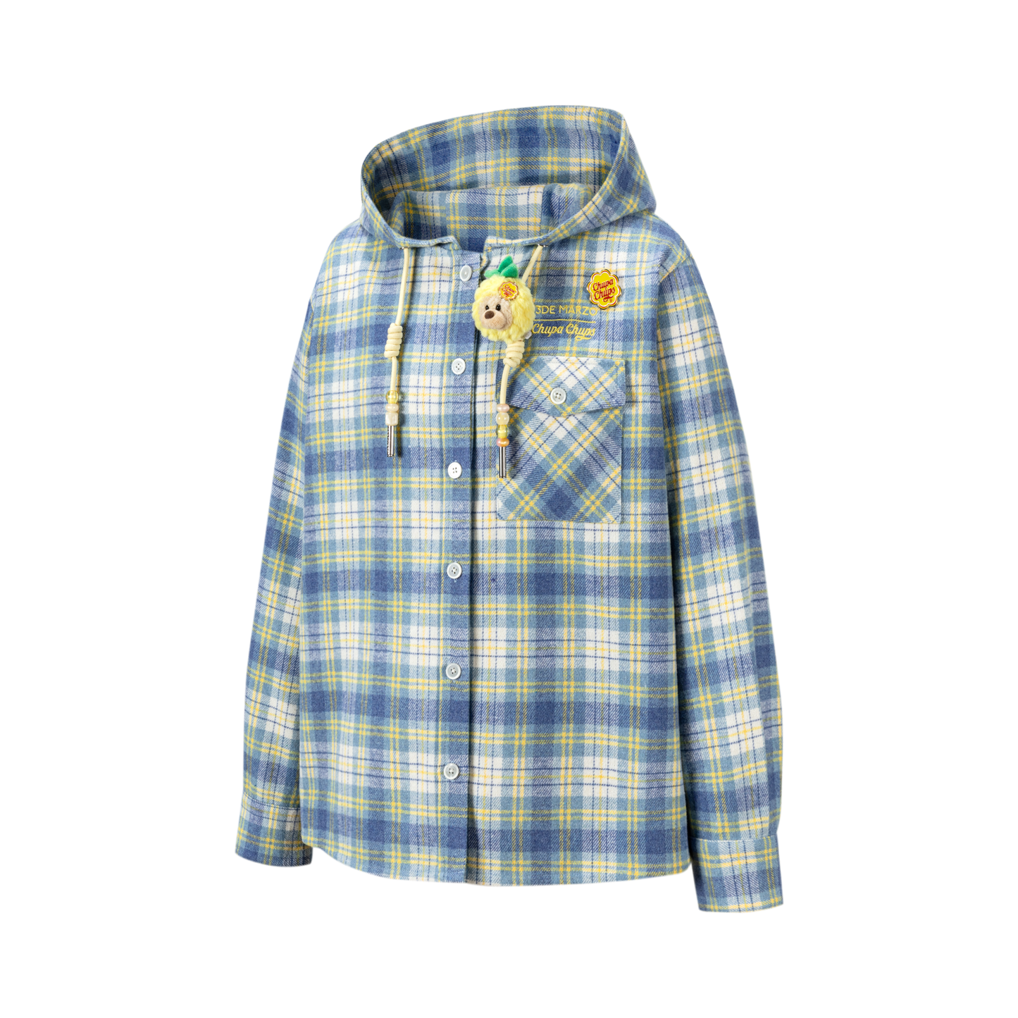 13DE MARZO Lollipop Hooded Shirt Jacket Blue