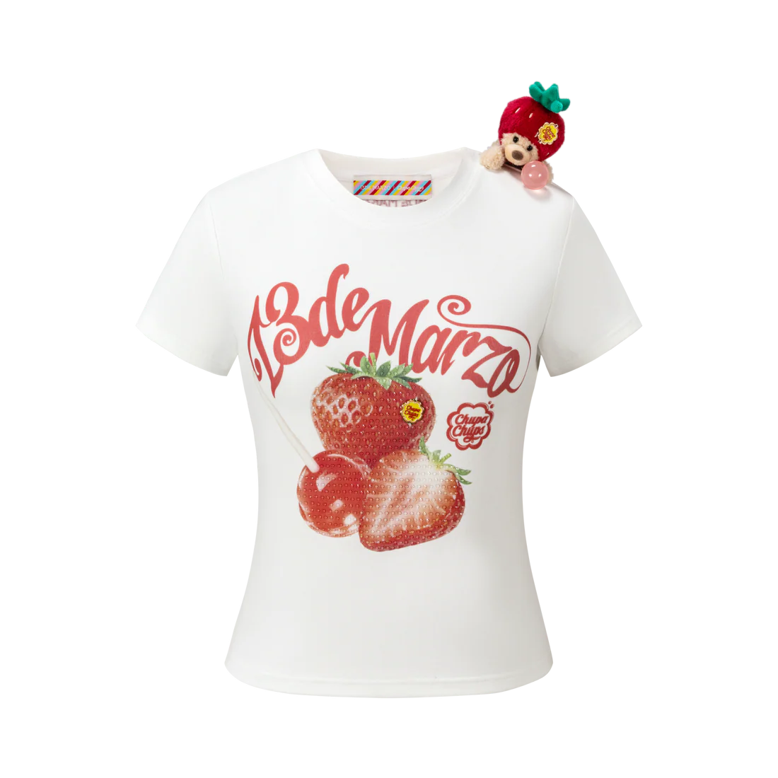 13DE MARZO Fruit Illustration Fitted T-shirt White
