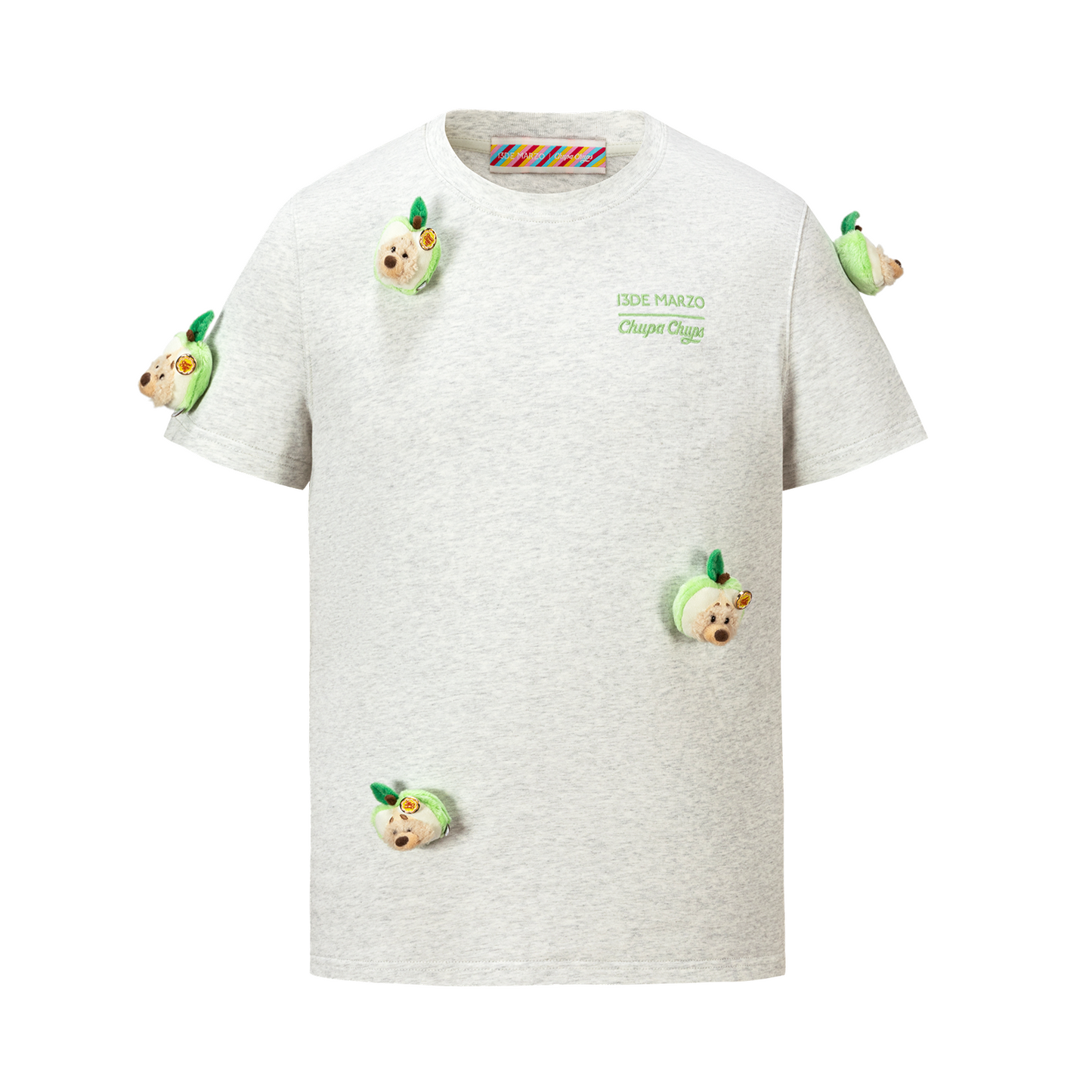13DE MARZO Bear Print with Rhinestone T-shirt Grey