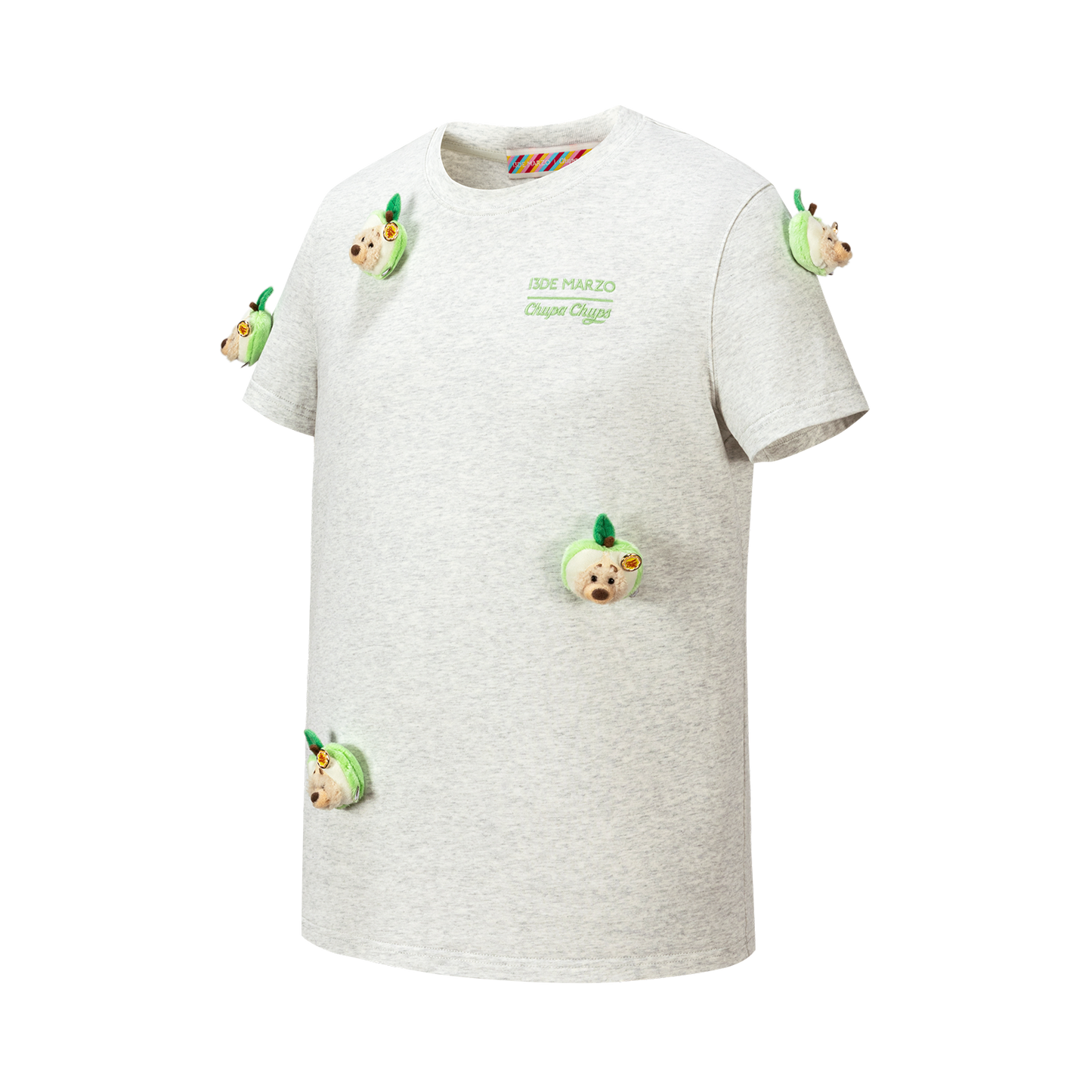 13DE MARZO Bear Print with Rhinestone T-shirt Grey