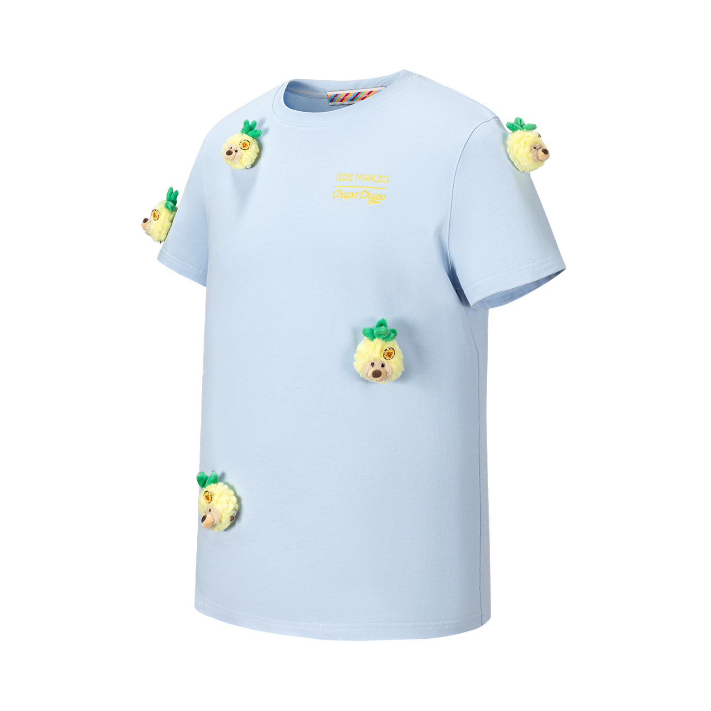 13DE MARZO Bear Print with Rhinestone T-shirt Blue