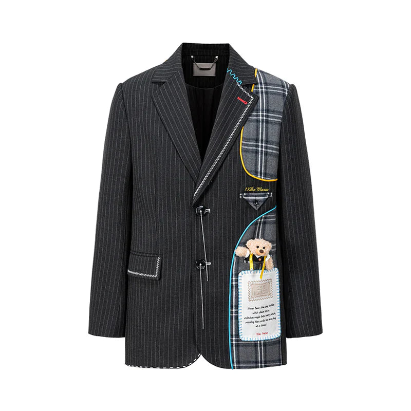 13DE MARZO Tailor Bear Patch Suit - Dark Grey