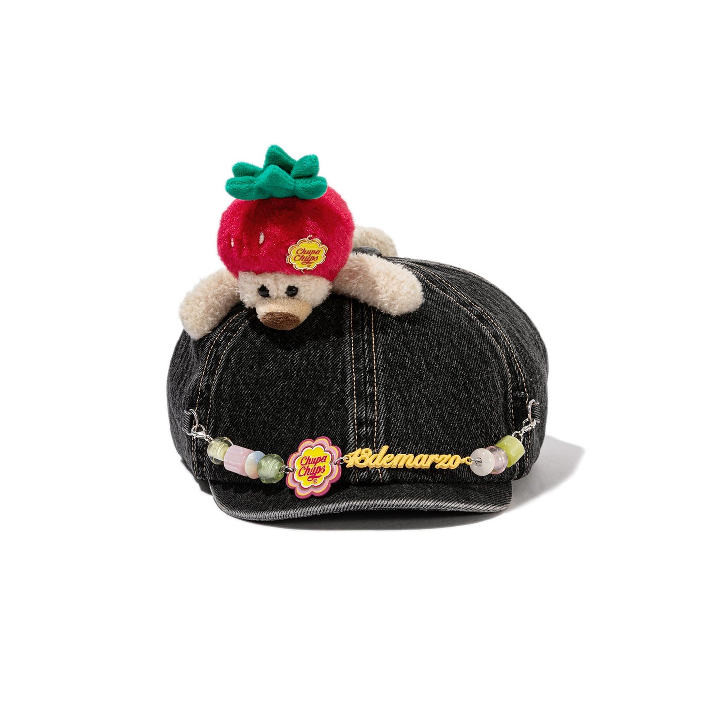 13DE MARZO Chain Detail Beret Black