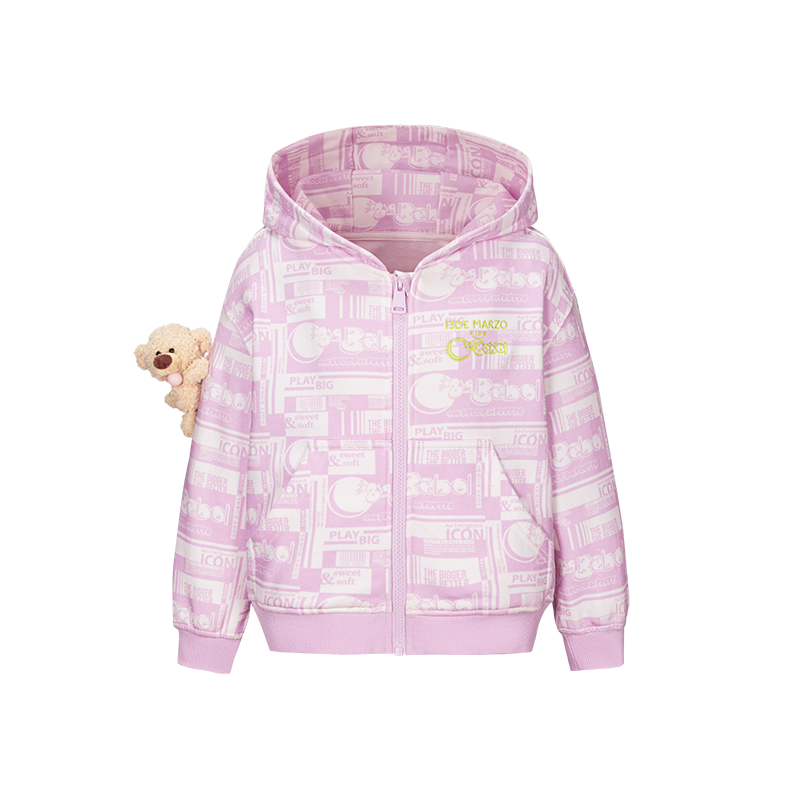 13DE MARZO BabyBear Bubblegum Zipup Hoodie Pink