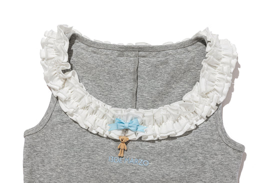 13DE MARZO Ruffle Collar Camisole Grey
