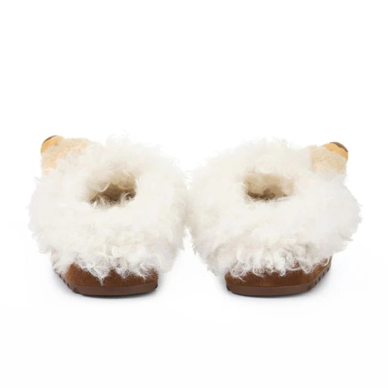 13DE MARZO Logo Fuzzy Snow Slippers Brown