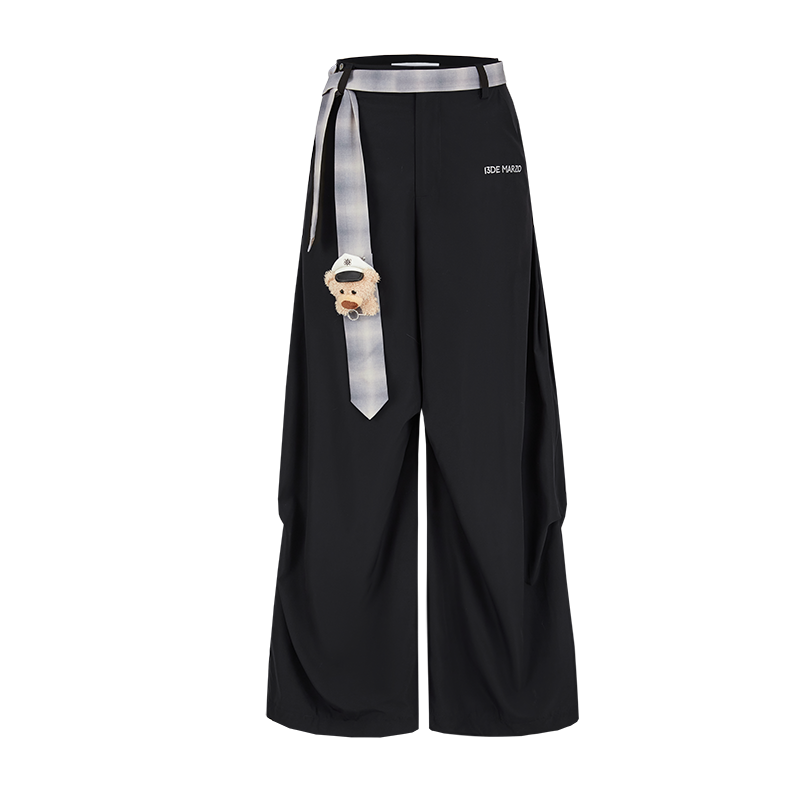 13DE MARZO Tie Belt Trousers Black