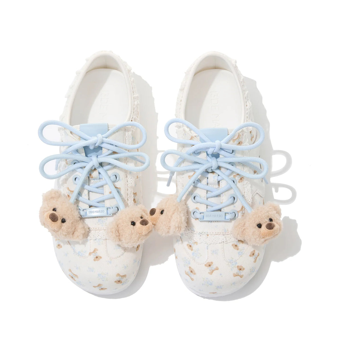 13DE MARZO Floral Bear Canvas Shoes Blue