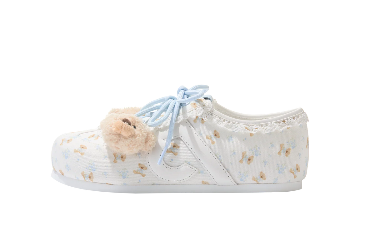 13DE MARZO Floral Bear Canvas Shoes Blue