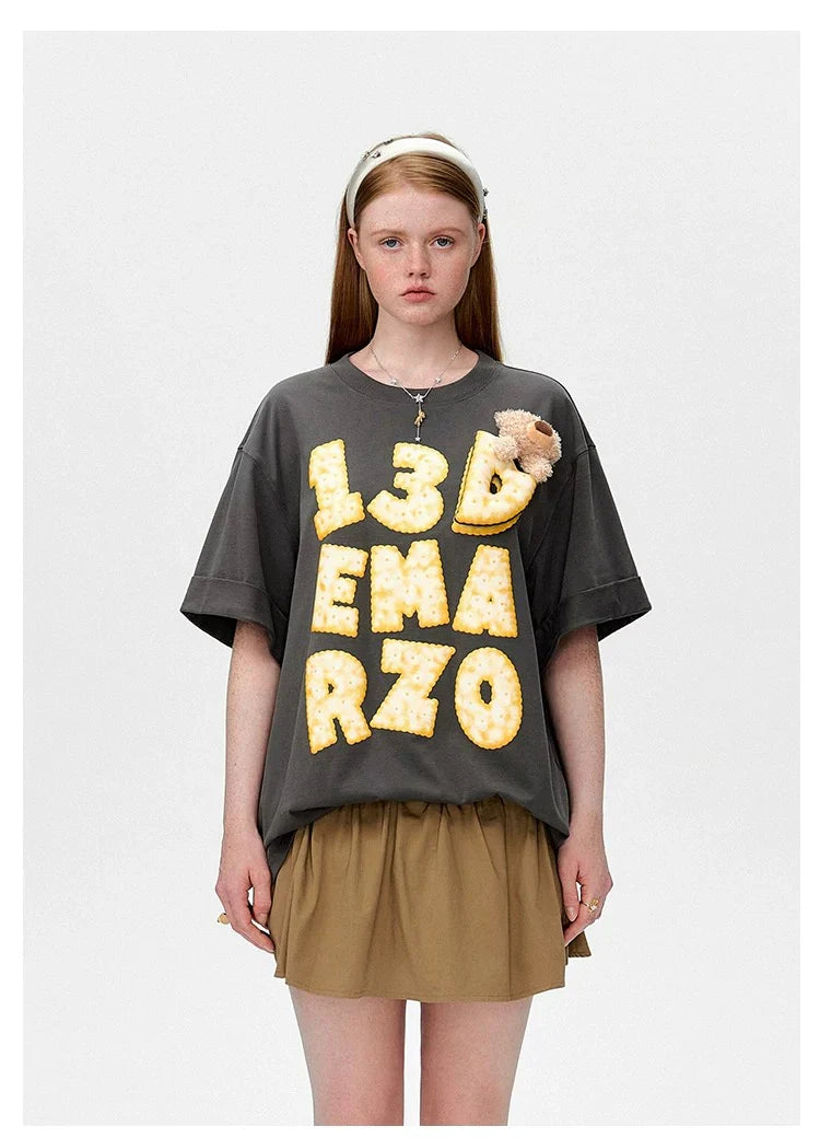 13DE MARZO Biscuits Logo T-shirt DARK GRAY
