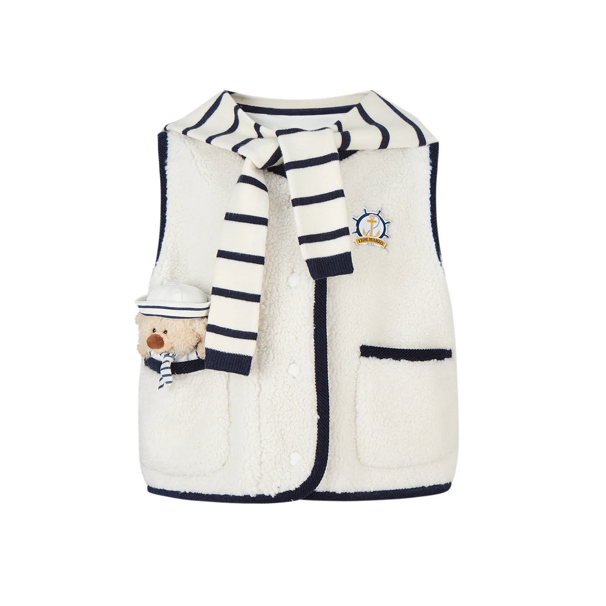 13DE MARZO BabyBear Sailor Collar Shearling Vest