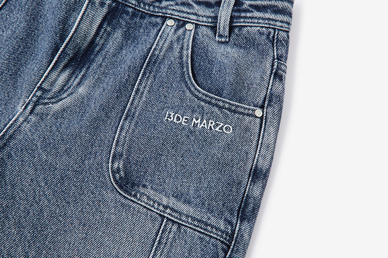 13DE MARZO Distruction Bear Jeans Blue