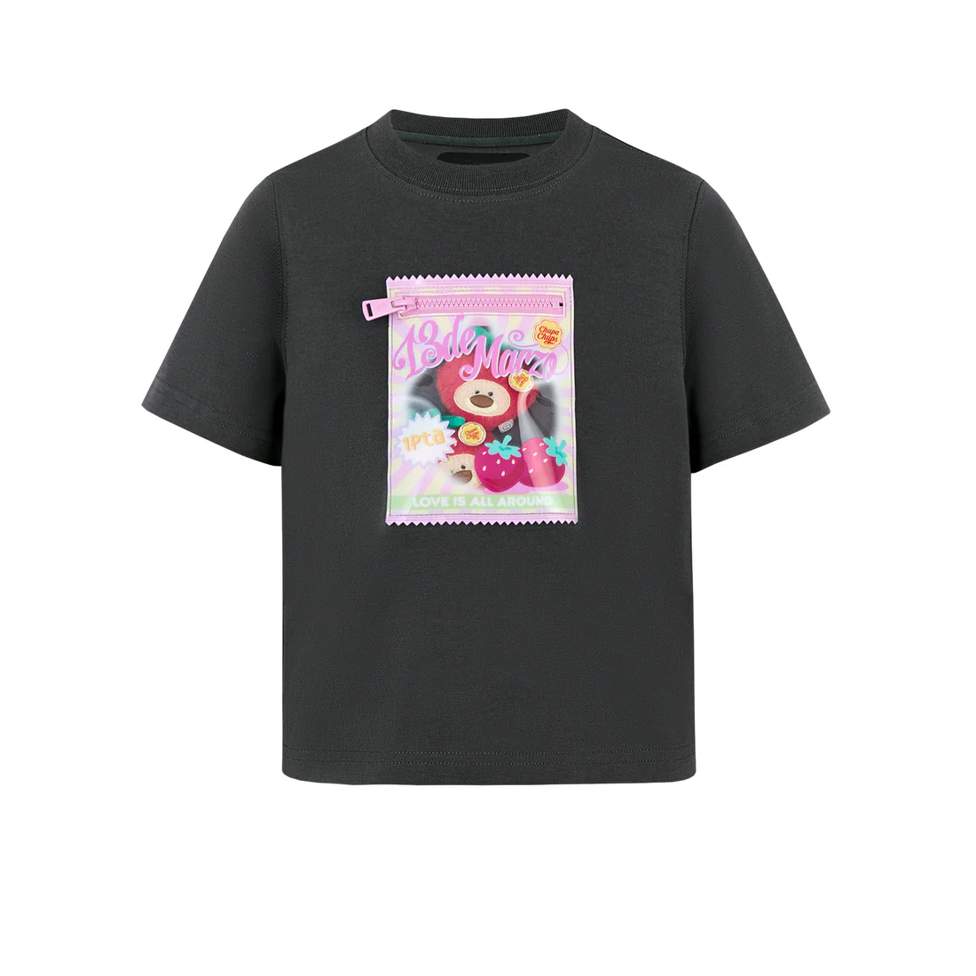 13DE MARZO BabyBear Candy Wrapper Print T-shirt Dark Gray